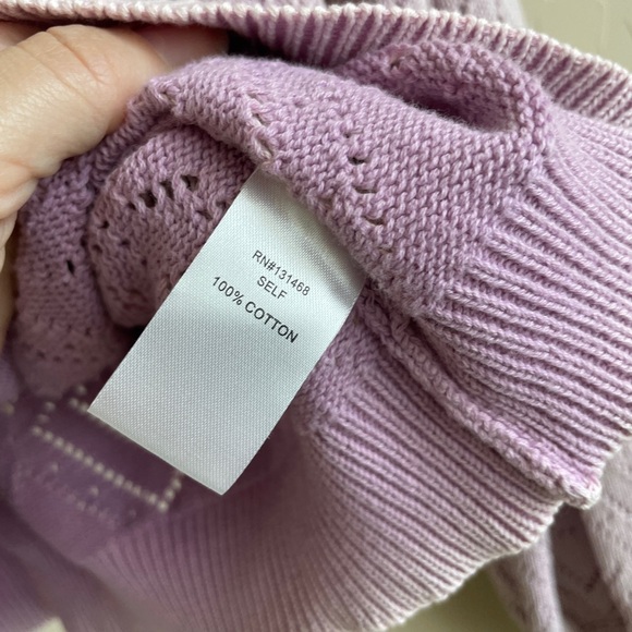 Fate Lavender Mineral Wash Open Knit Hooded Sweater - Picture 4 of 7